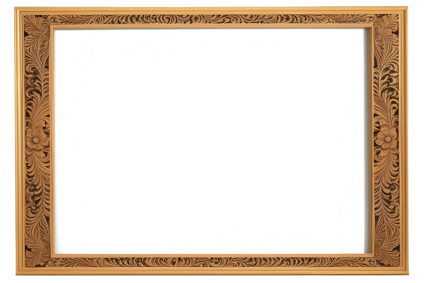 AI generated Wooden Frame With Beautiful Traditional Carvings PNG Transparent Background