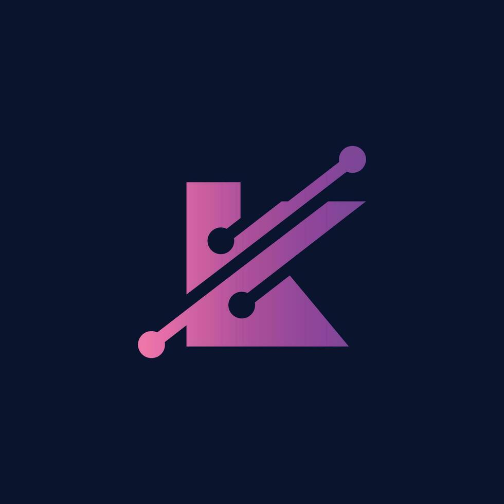 Technology Letter K Logo Abstract Whimsical Monogram vector