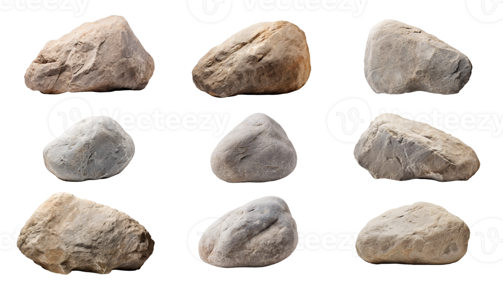 AI generated Collection of PNG. Stones isolated on a transparent background. png