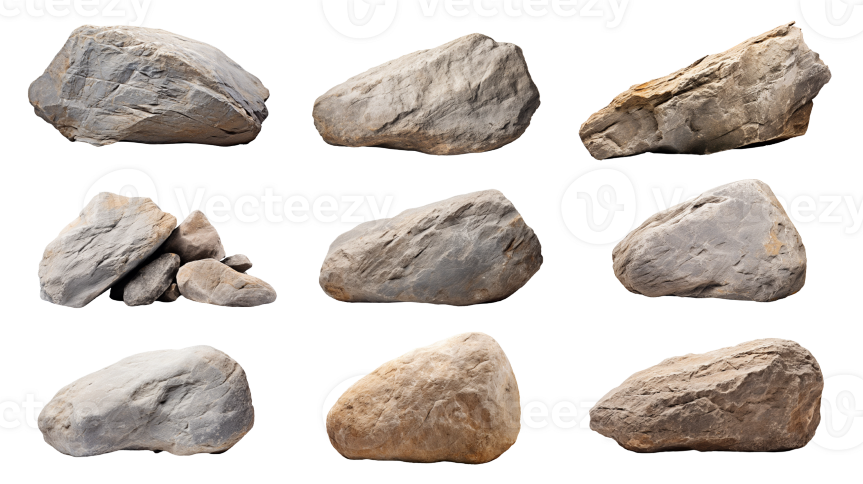 AI generated Collection of PNG. Stones isolated on a transparent background. png