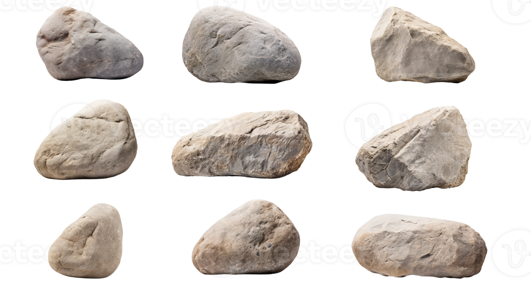 AI generated Collection of PNG. Stones isolated on a transparent background. png