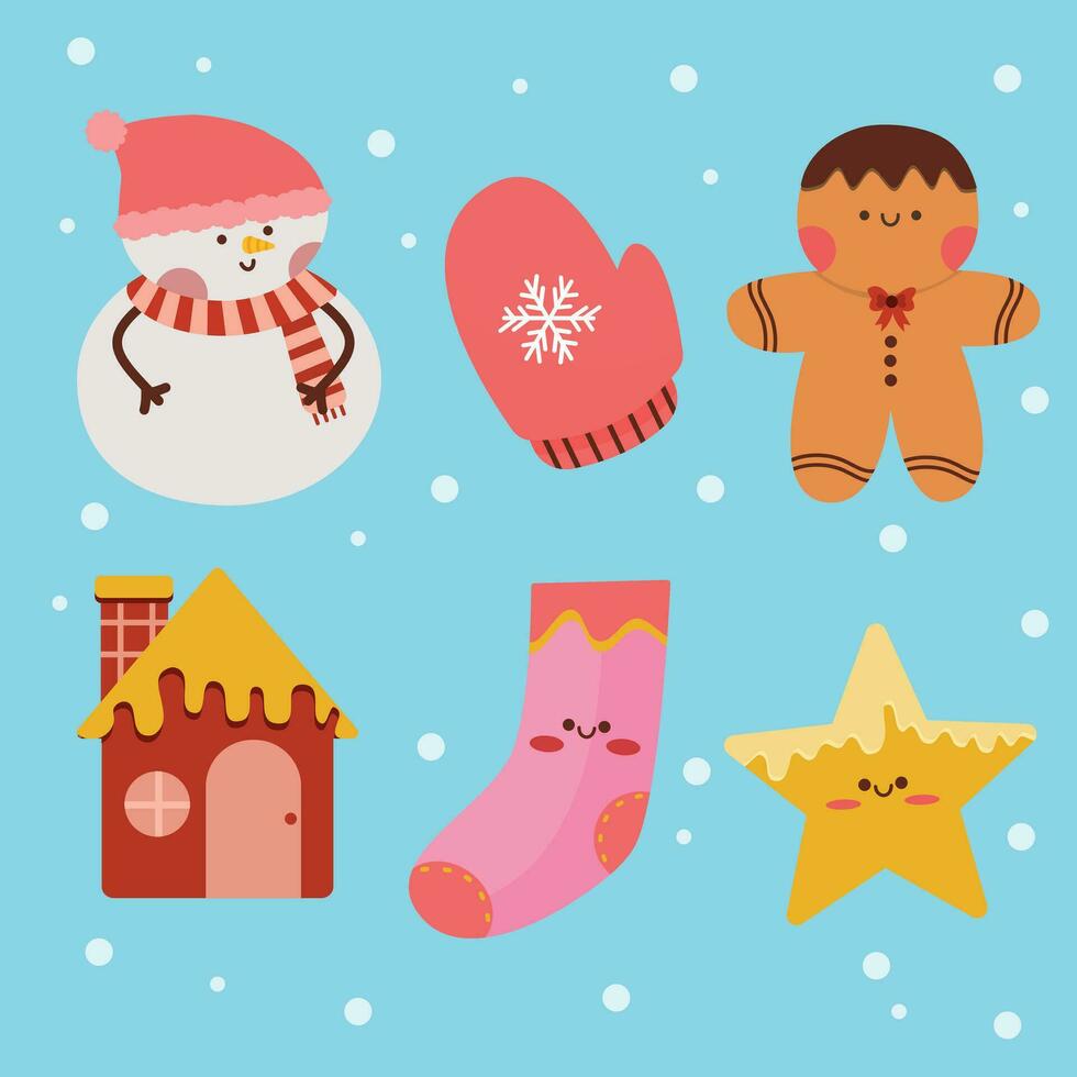 Hand drawn christmas element collection vector