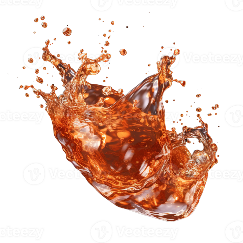 AI generated Refreshing cola drink with fizzy bubbles, featuring a lively splash on a clear background, perfect for summer refreshment, food and drink background png