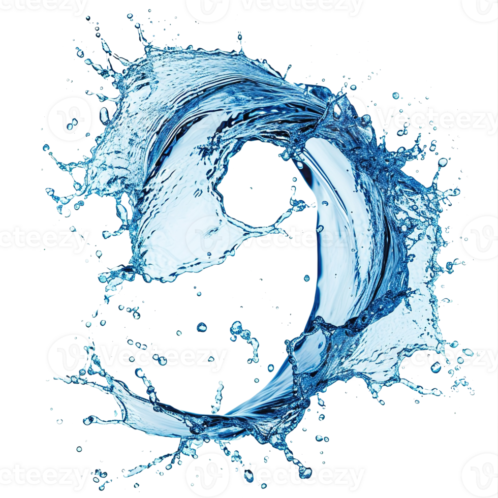 ai gerado dinâmico água salpicos com onda redemoinhos e gotas, perfeito para de Meio Ambiente e natural temas em transparente tela de pintura png