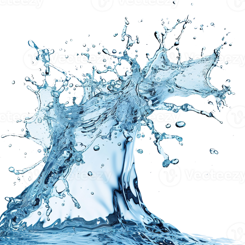 AI generated Dynamic Water Splashes with Wave Swirls and Droplets, Perfect for Environmental and Natural Themes on Transparent Canvas png