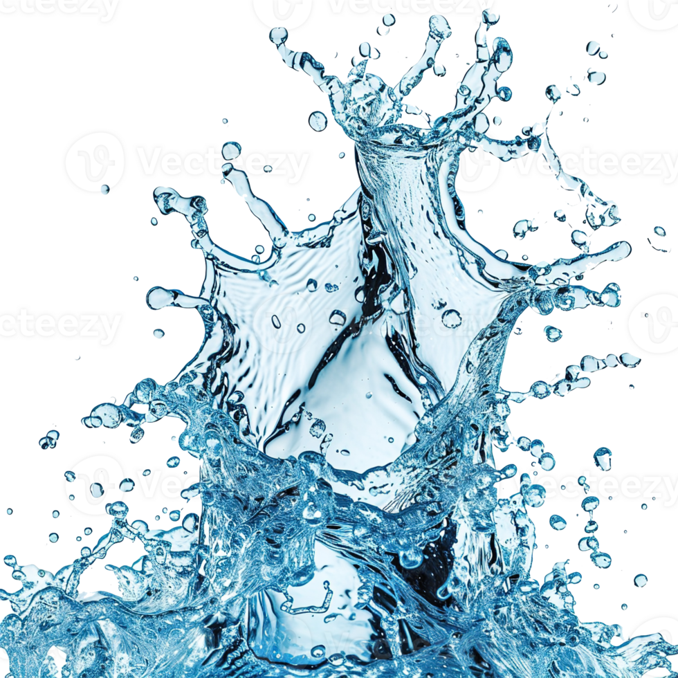 AI generated Dynamic Water Splashes with Wave Swirls and Droplets, Perfect for Environmental and Natural Themes on Transparent Canvas png