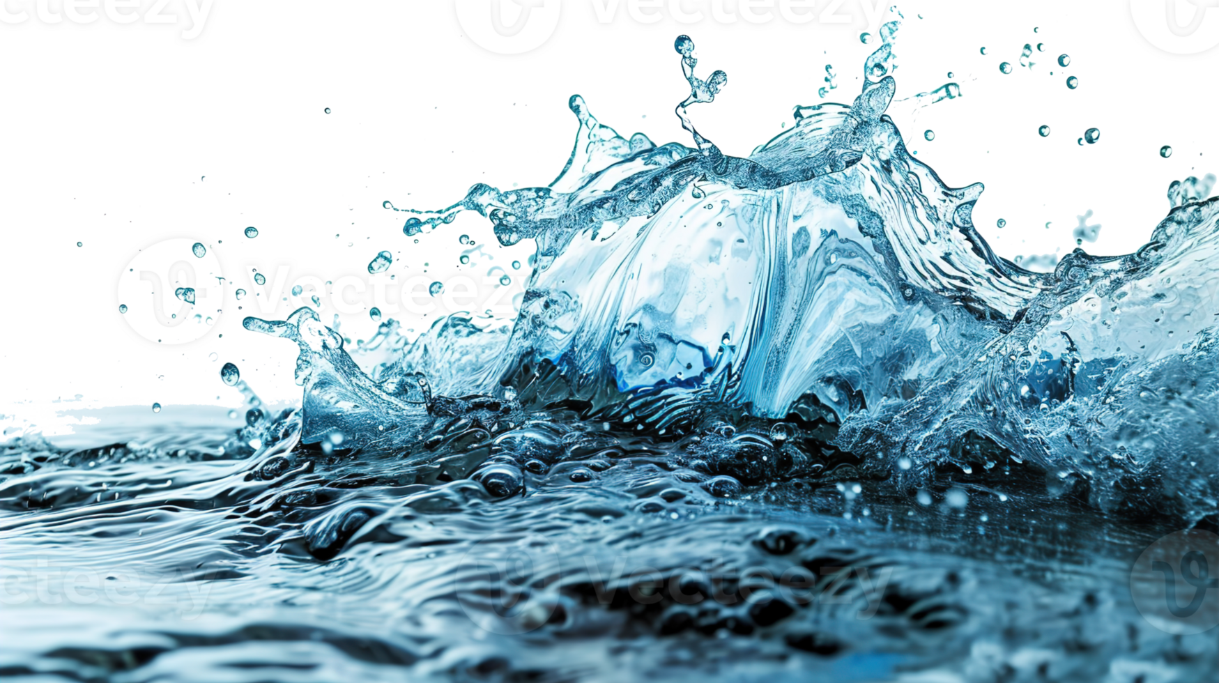 AI generated Dynamic Water Splashes with Wave Swirls and Droplets, Perfect for Environmental and Natural Themes on Transparent Canvas png