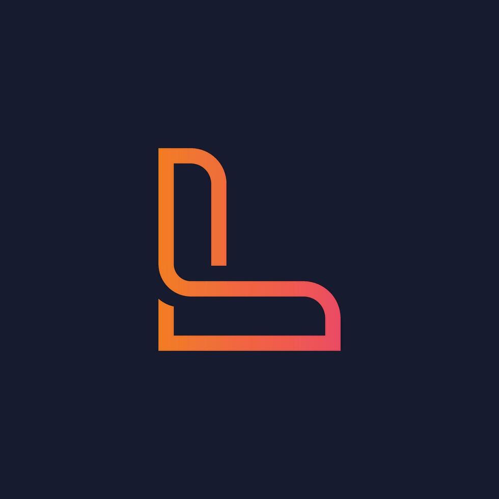 the letter l is shown in an orange and pink color vector