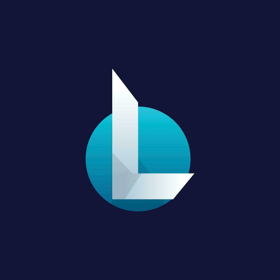 a blue and white logo with a triangle vector