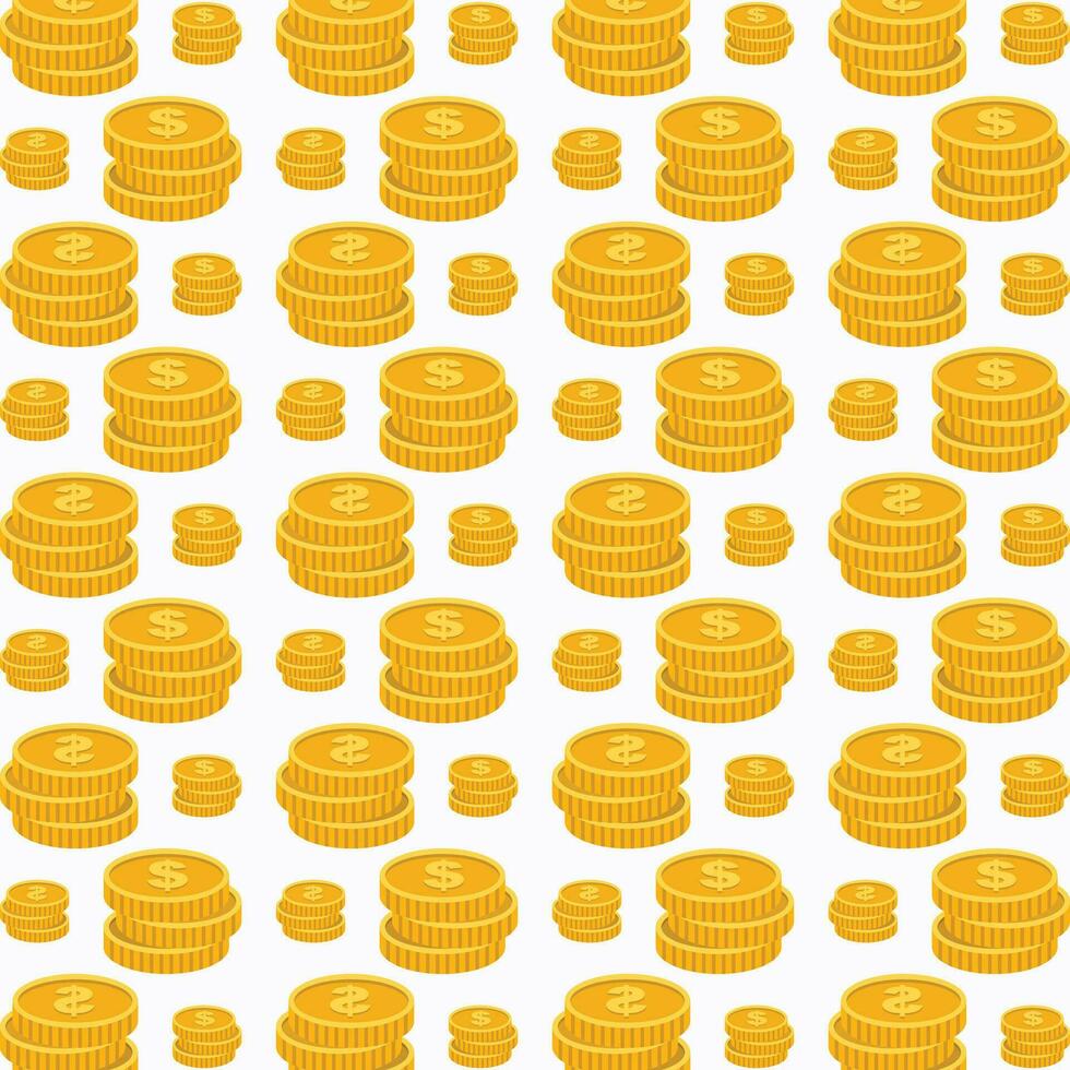 Gold coin trendy abstract pattern repeating vector illustration background