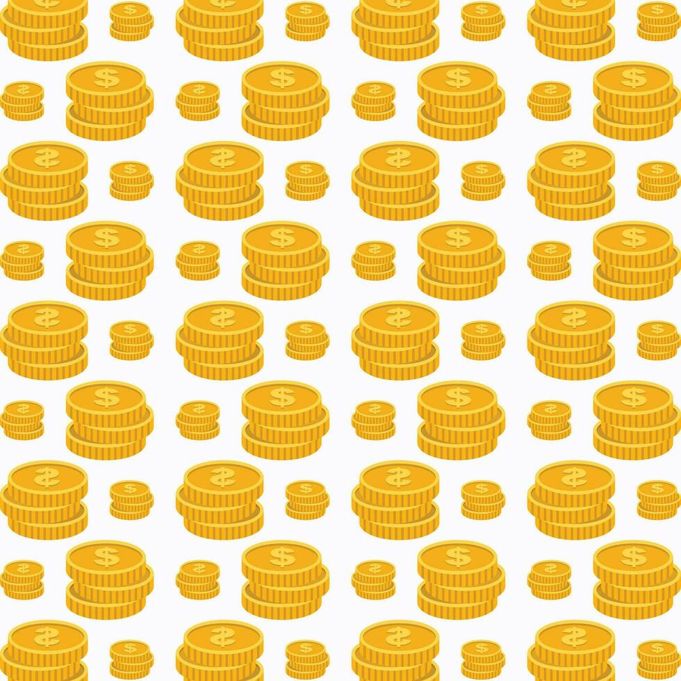 Gold coin trendy abstract pattern repeating vector illustration background