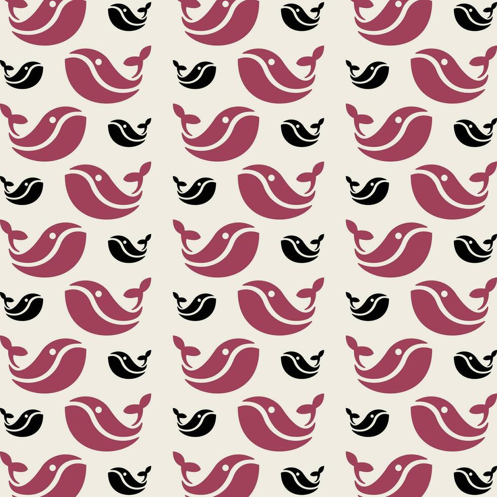 Whale swimming repeating smart trendy pattern colorful background vector