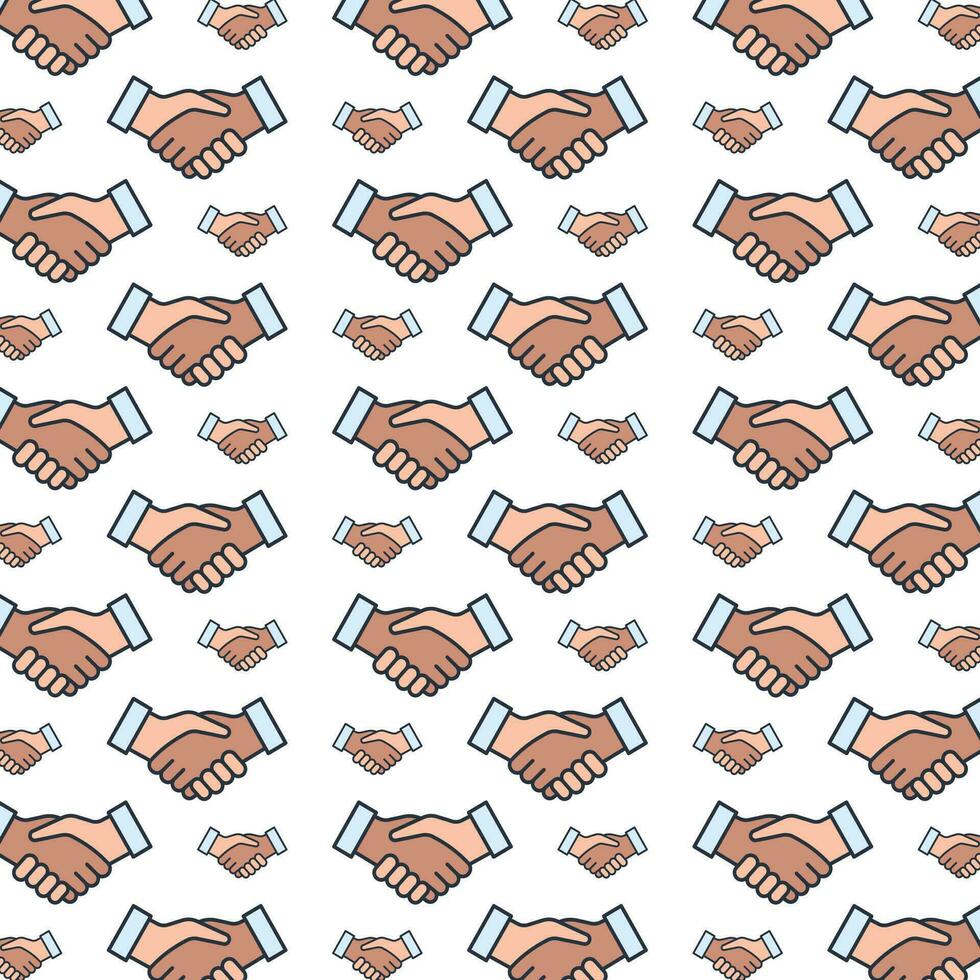 Hand shake repeating smart trendy pattern colorful background vector