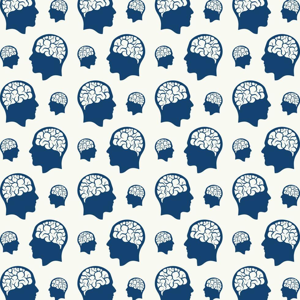 Head with brain vector illustration repeating seamless pattern design