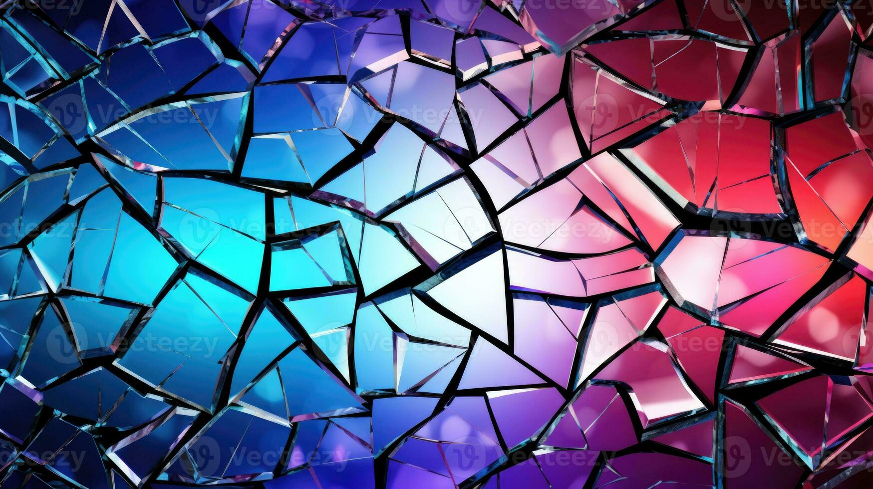 AI generated Colourful broken glass surface photo