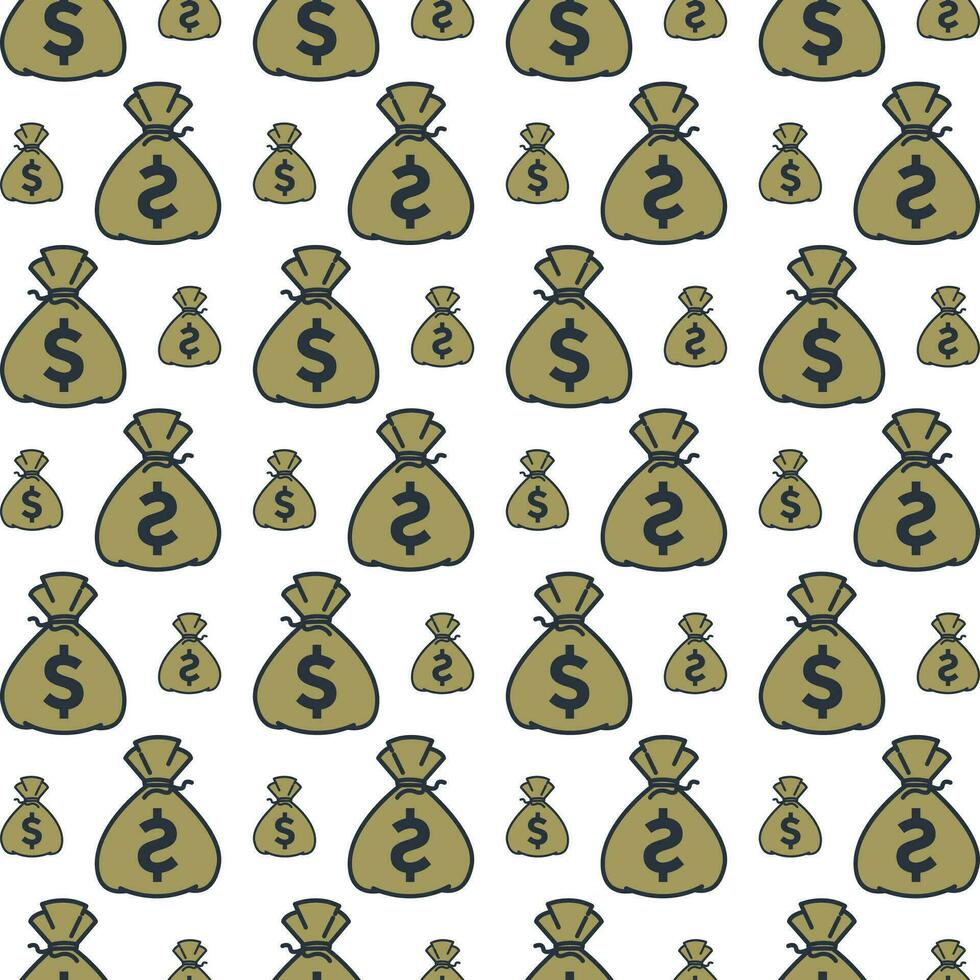 Money bag repeating smart trendy pattern colorful background vector