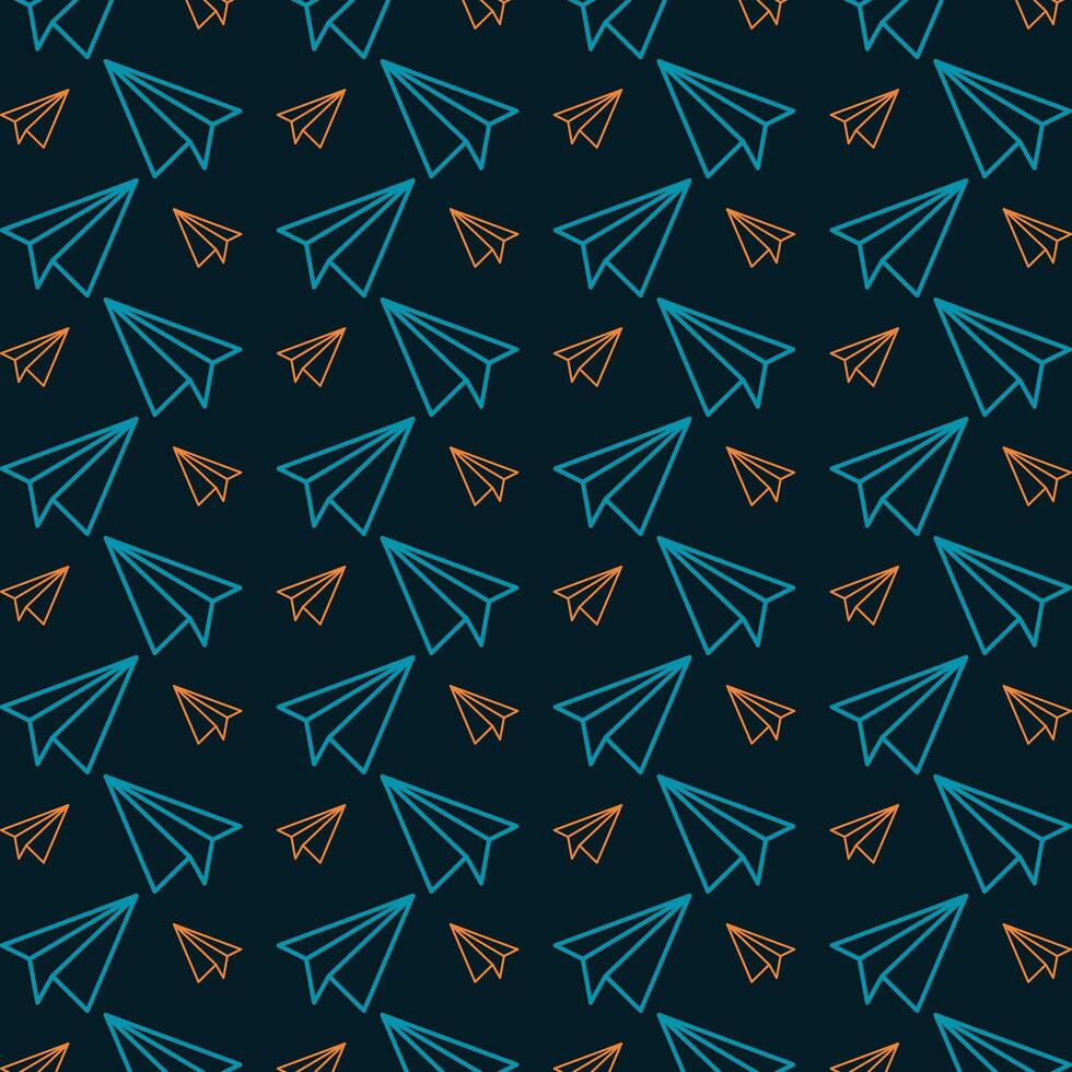 Paper plane outline trendy abstract pattern repeating vector illustration