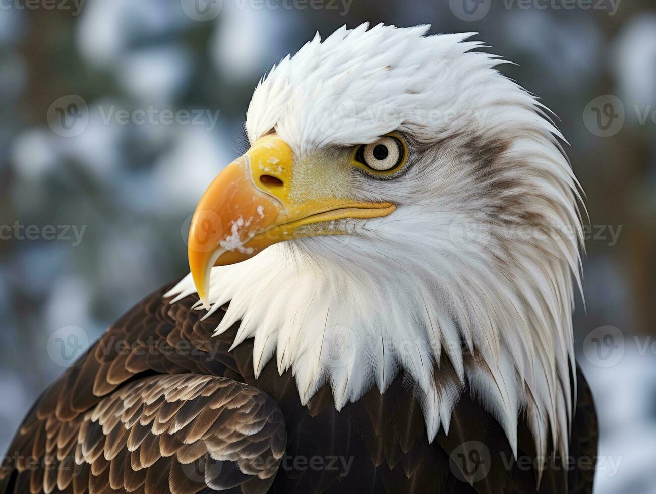 ai generado americano calvo águila en el naturaleza antecedentes foto