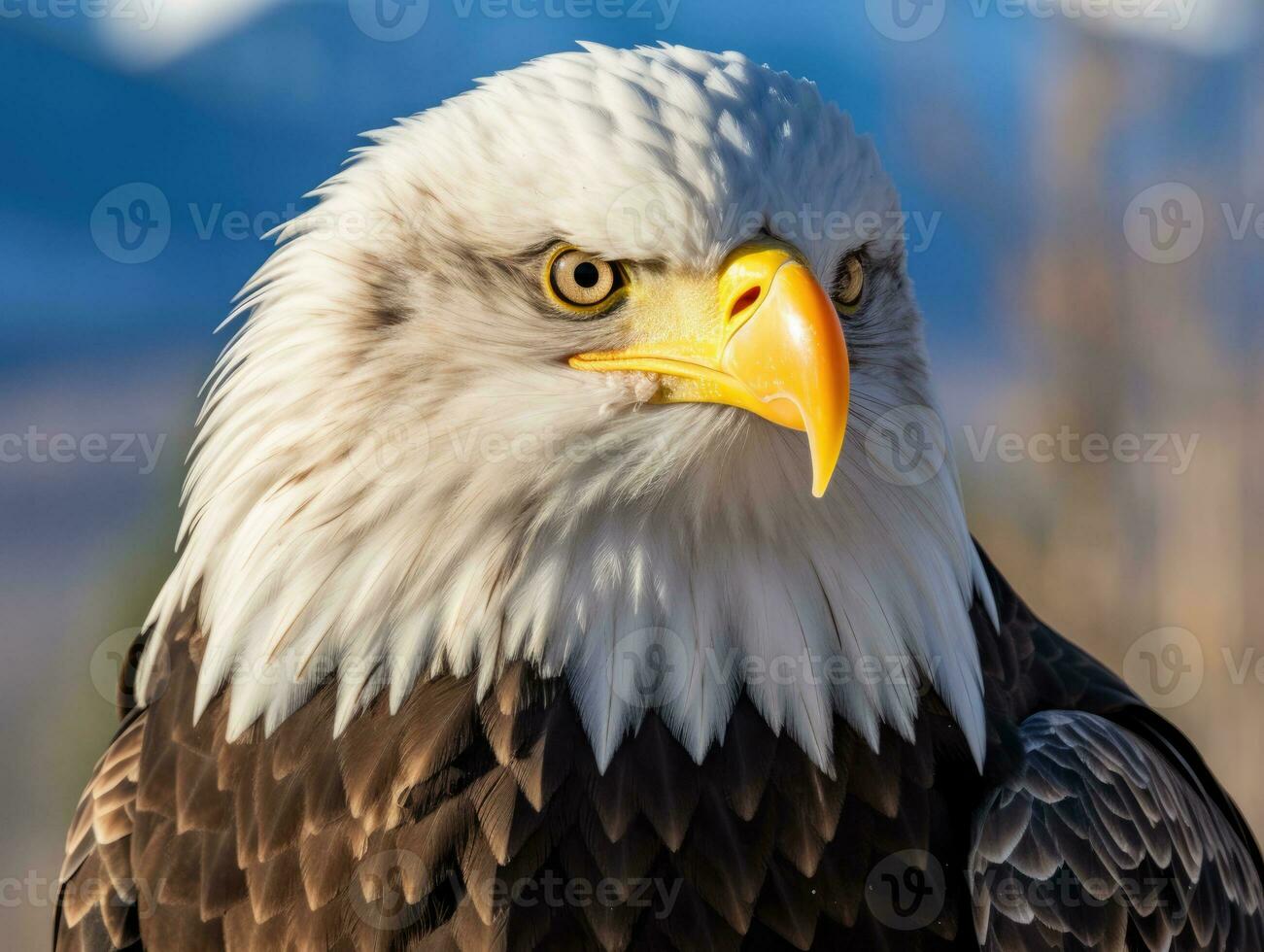 AI generated American bald eagle in the nature background photo