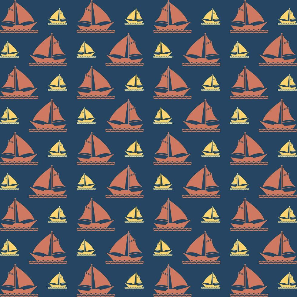 Sailboat ship in water colorful pattern beautiful background vector illustration