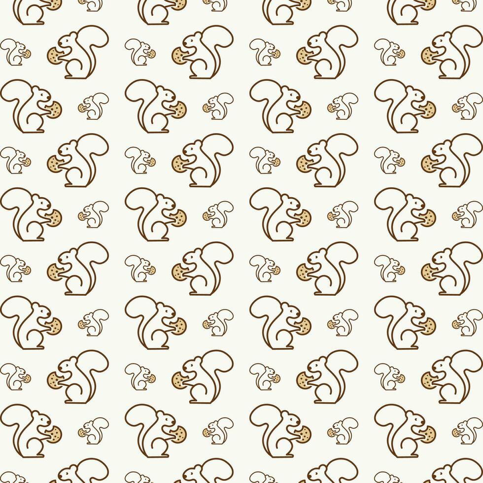 Squirrel cookie repeating cute seamless pattern vector illustration
