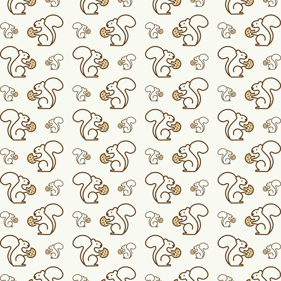 Squirrel cookie repeating cute seamless pattern vector illustration