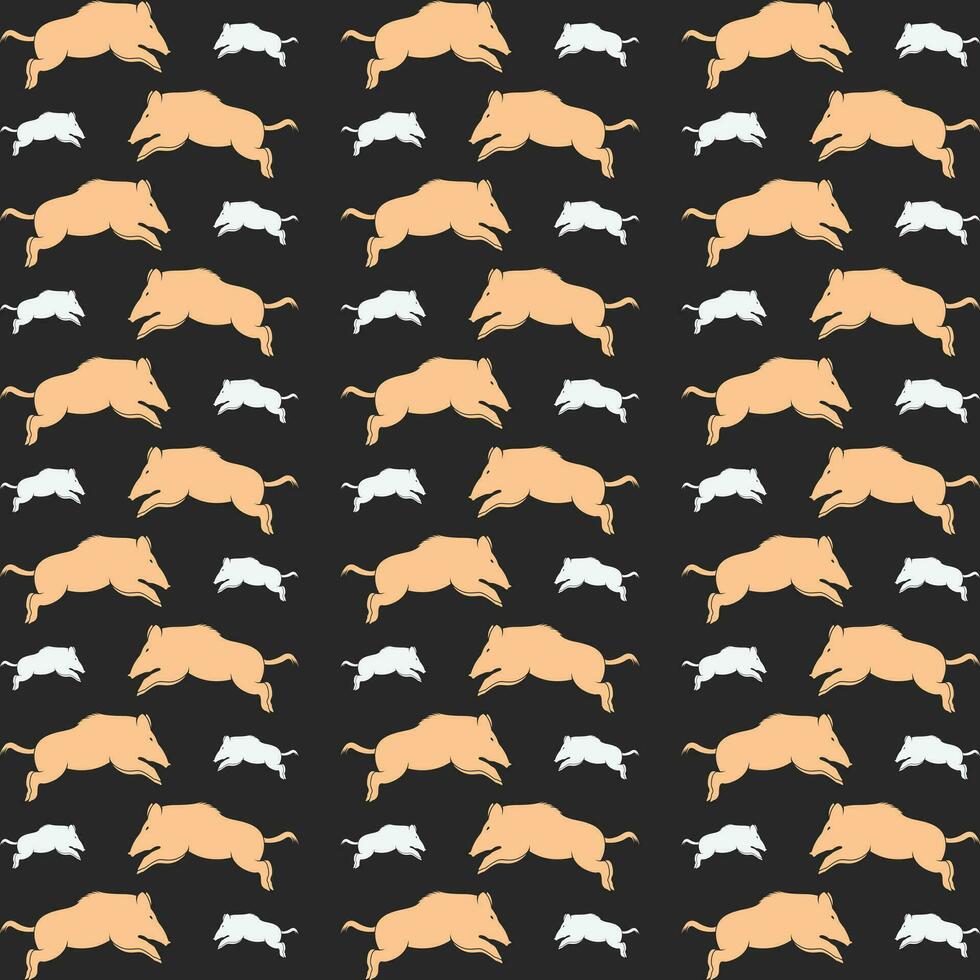 Wild boar colorful pattern beautiful background vector illustration
