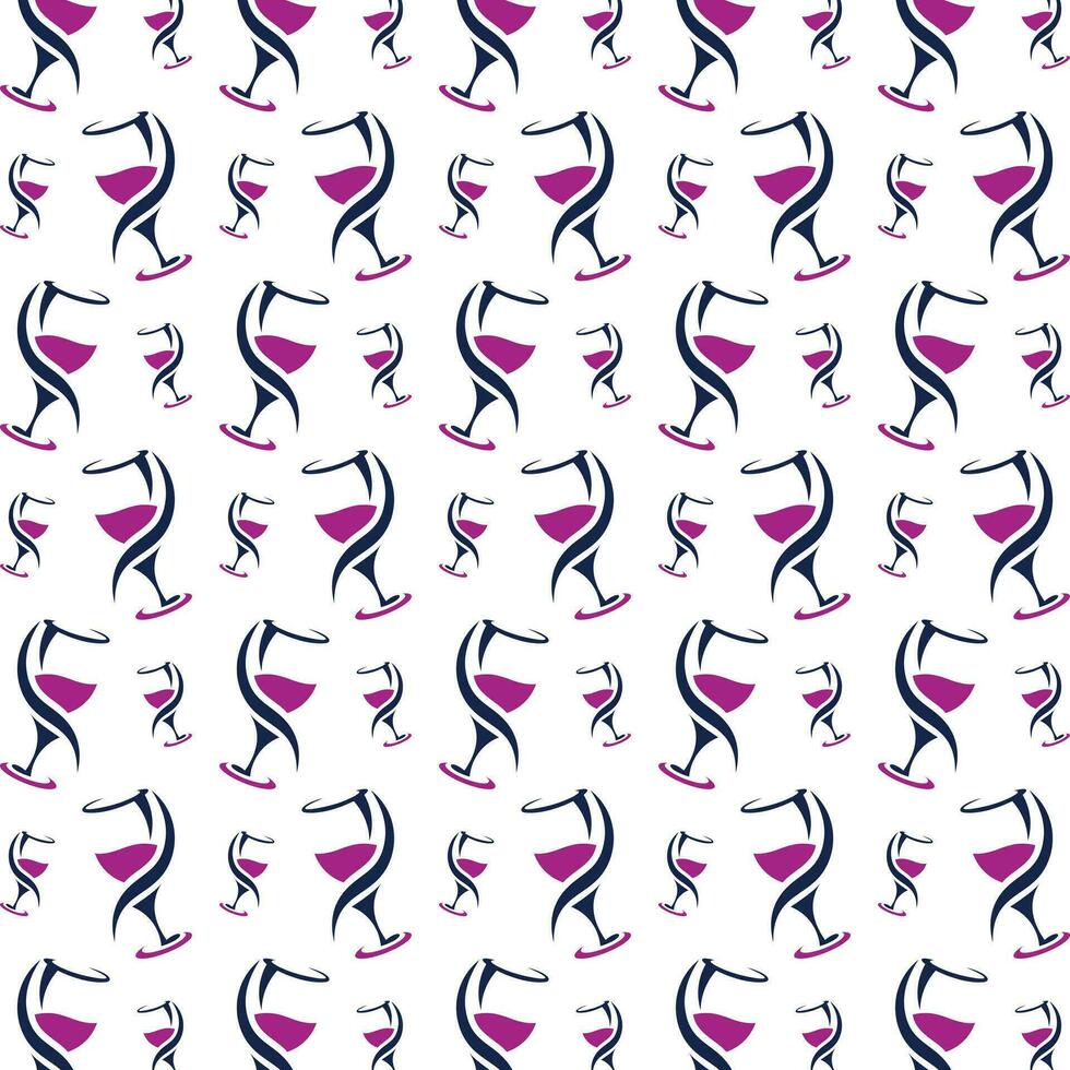 Wine glass abstract cute repeating pattern vector illustration