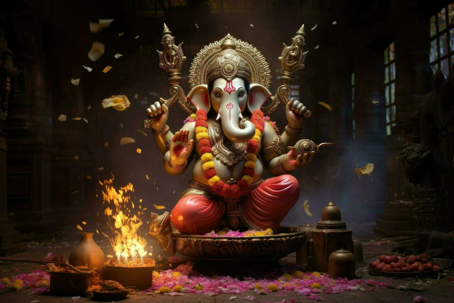 AI generated Beautiful Lord Ganesh AI generated photo