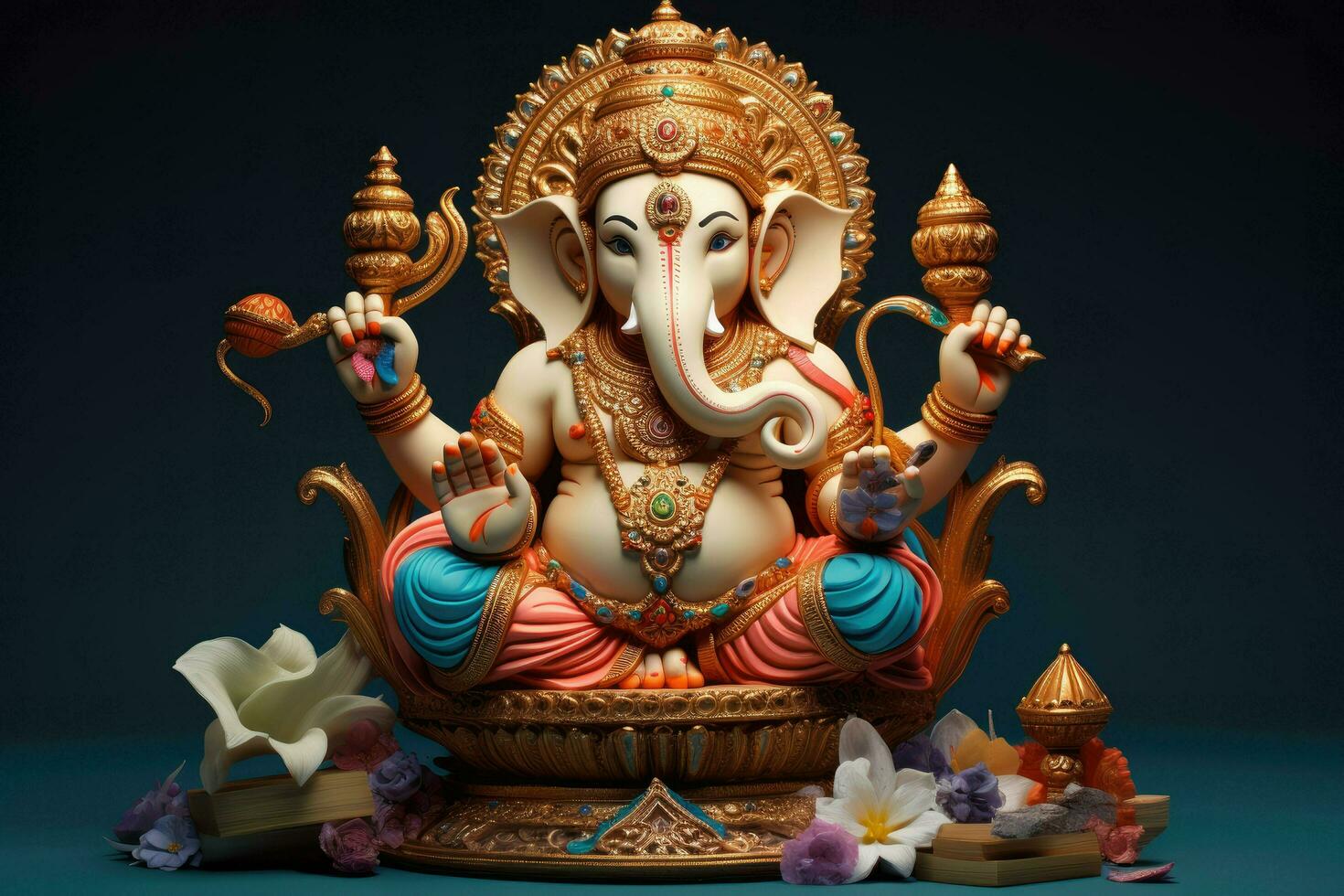 AI generated Beautiful Lord Ganesh AI generated photo