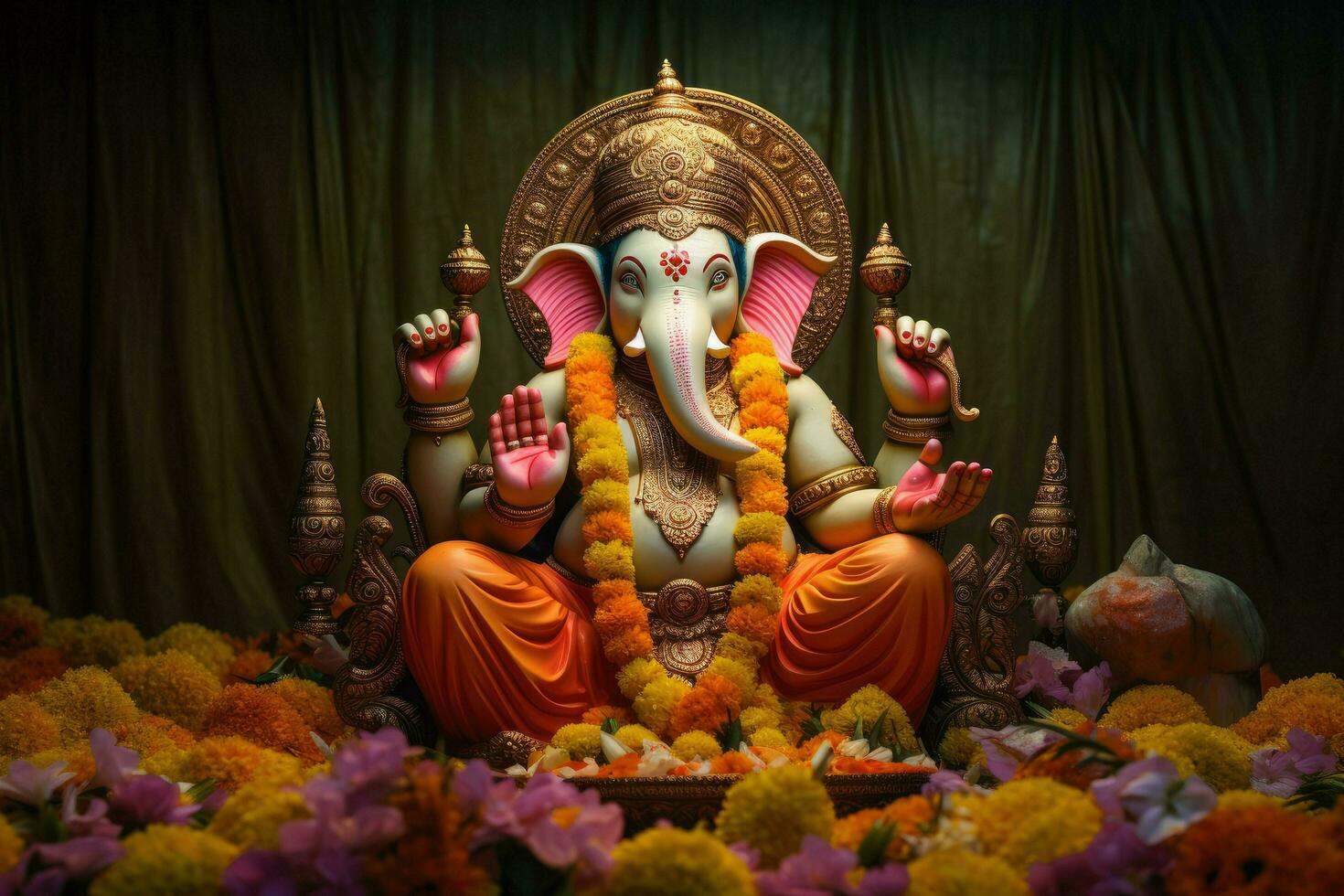 AI generated Beautiful Lord Ganesh AI generated photo