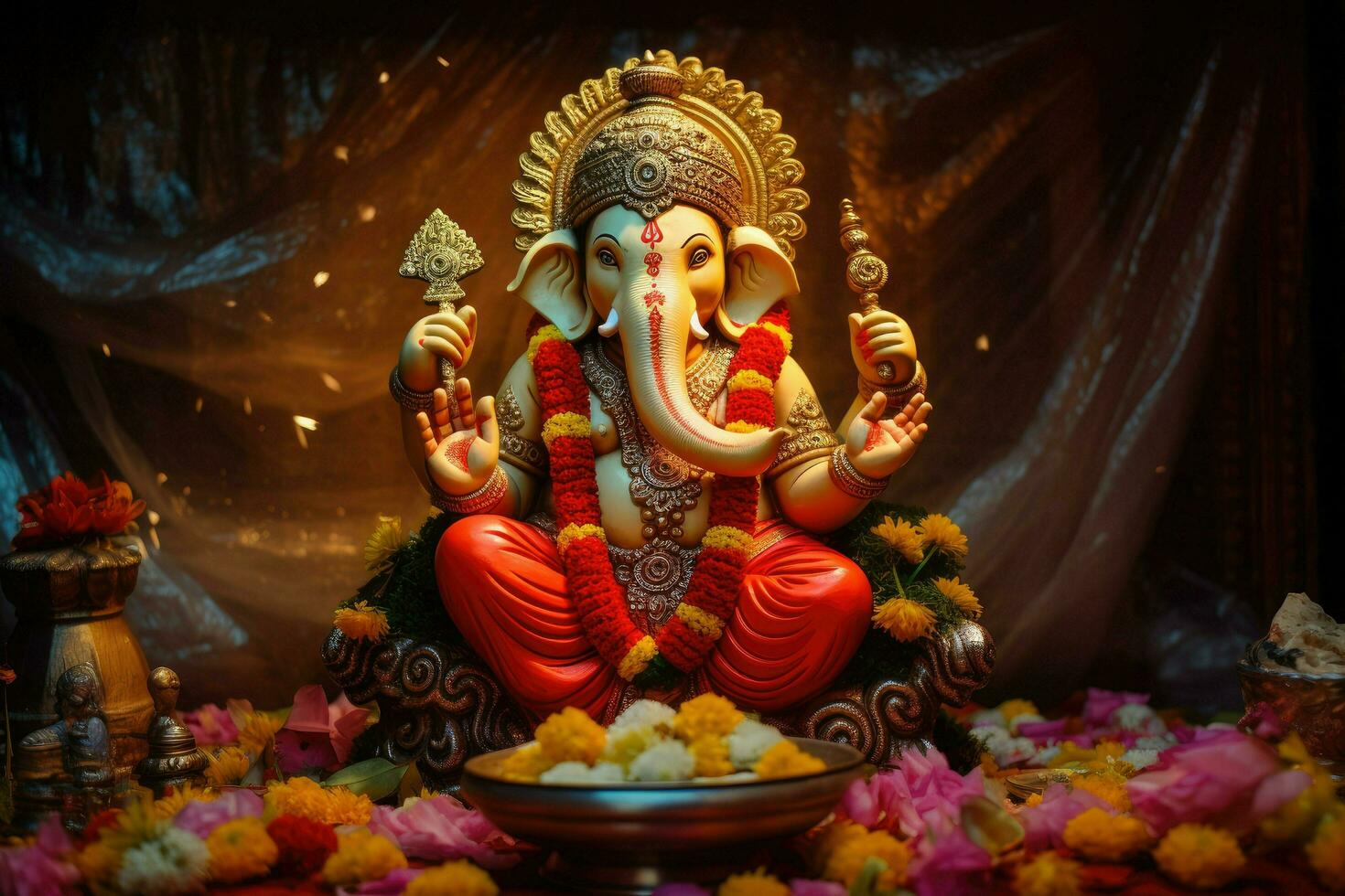 AI generated Beautiful Lord Ganesh AI generated photo