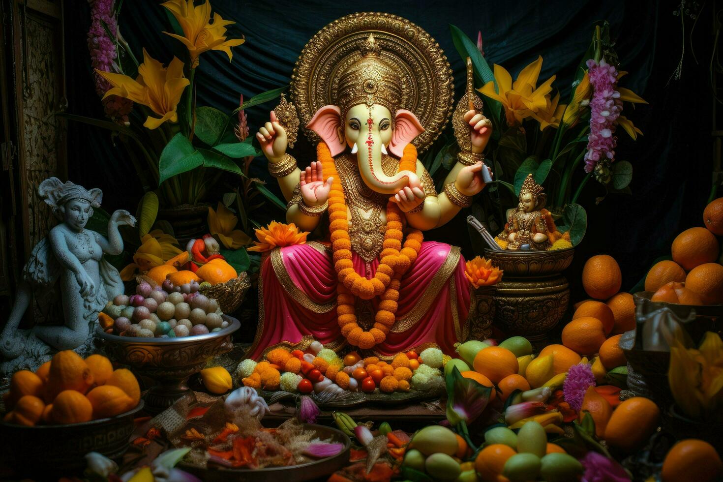 AI generated Beautiful Lord Ganesh AI generated photo