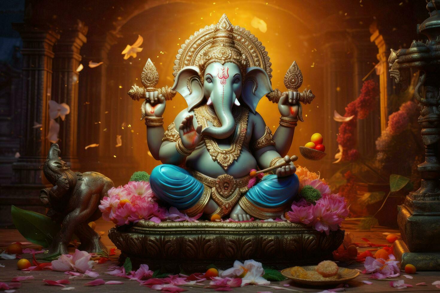 AI generated Beautiful Lord Ganesh AI generated photo