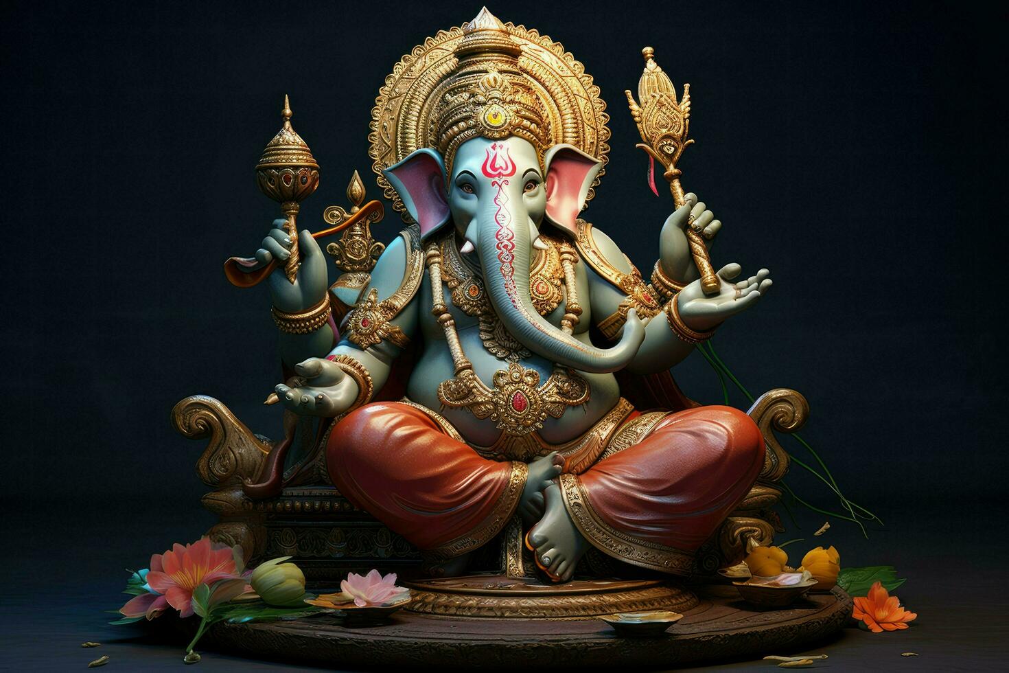 AI generated Beautiful Lord Ganesh AI generated photo