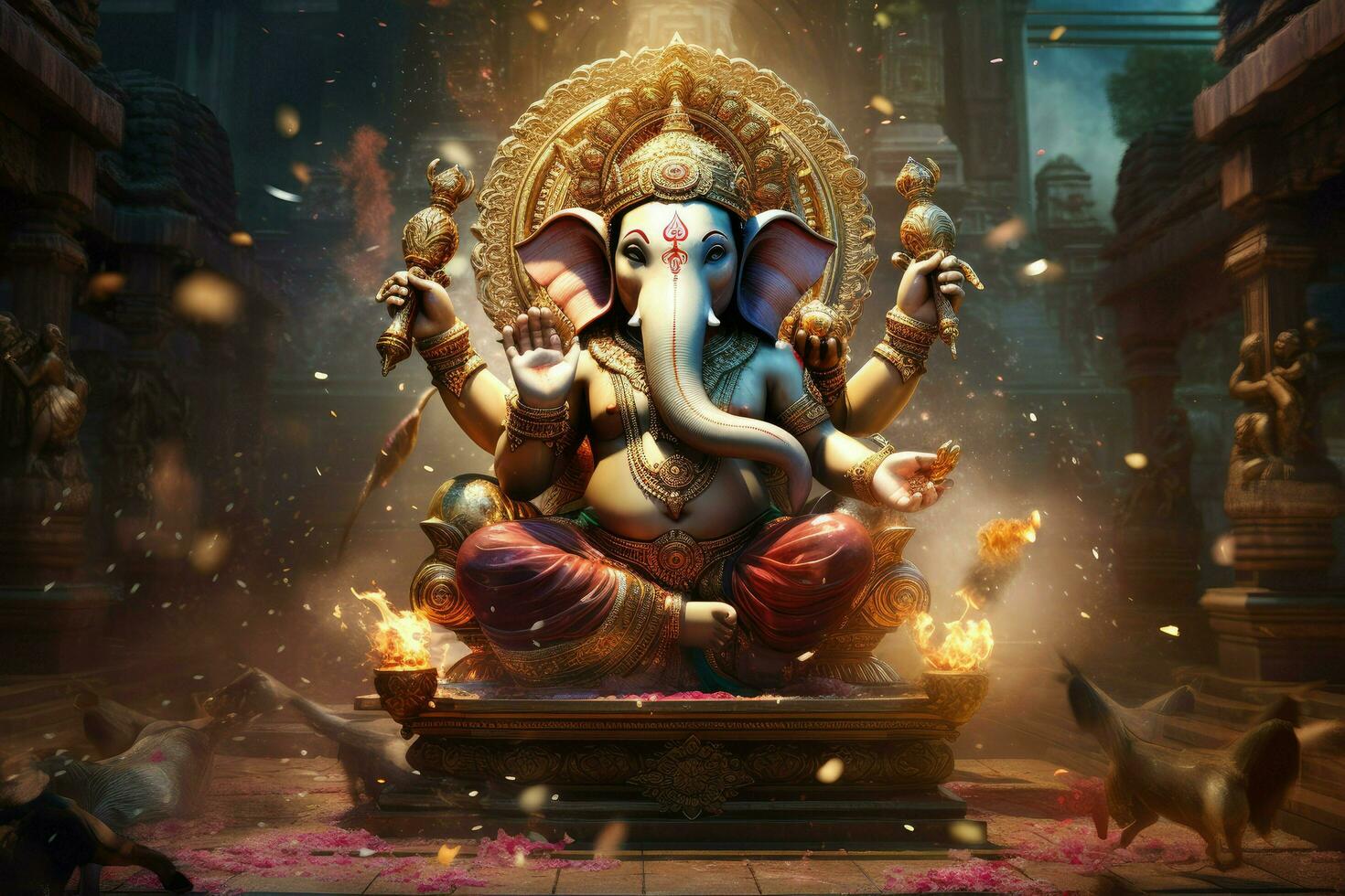 AI generated Beautiful Lord Ganesh AI generated photo