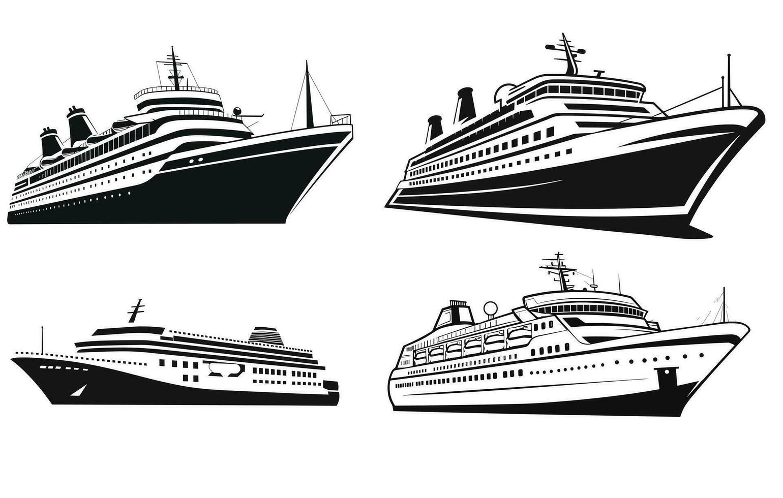 Cruise Ship Vector Silhouette,Ship sign icon, vector icon