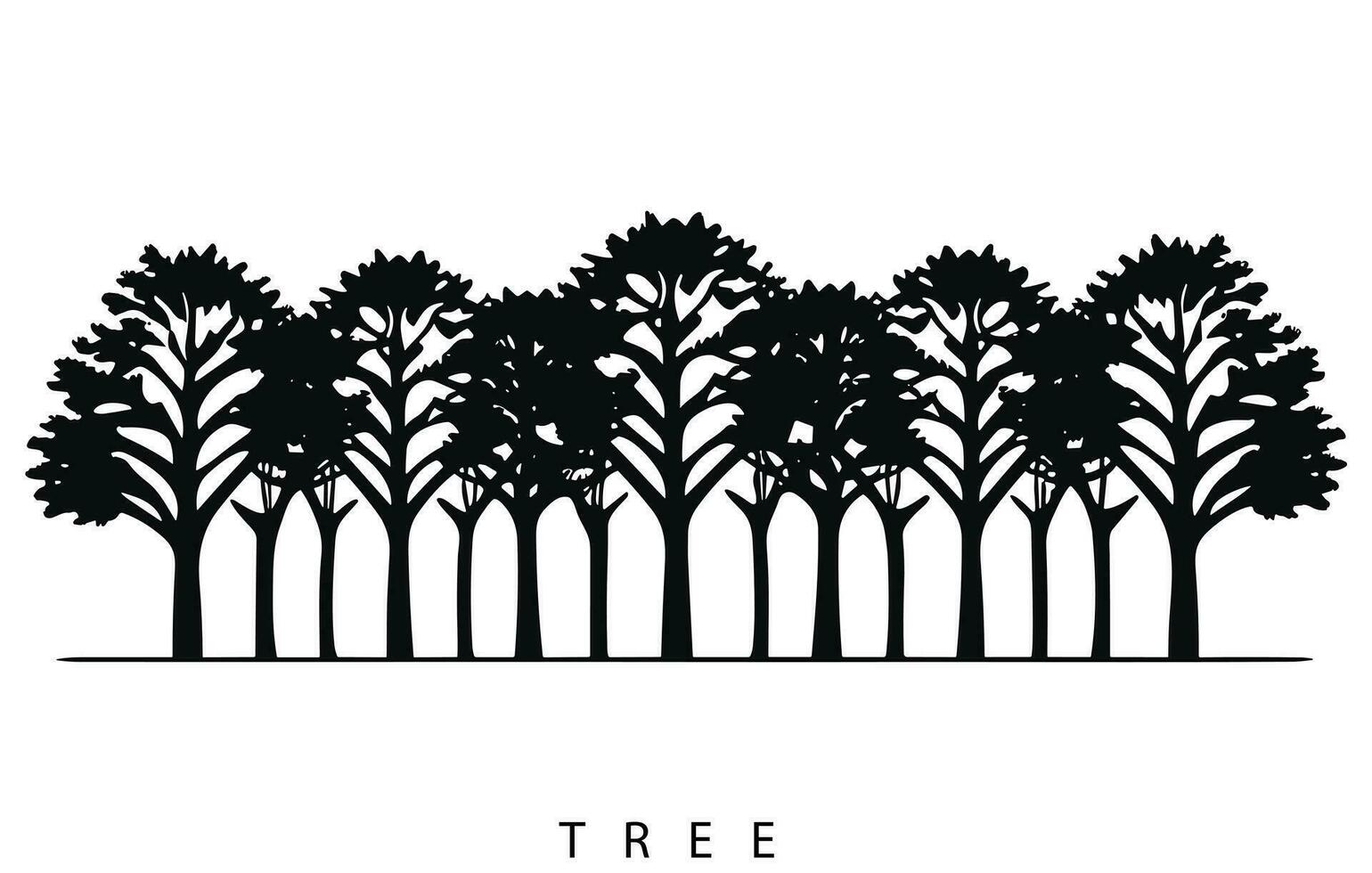 árbol siluetas vector ilustración, árbol silueta aislado en blanco antecedentes