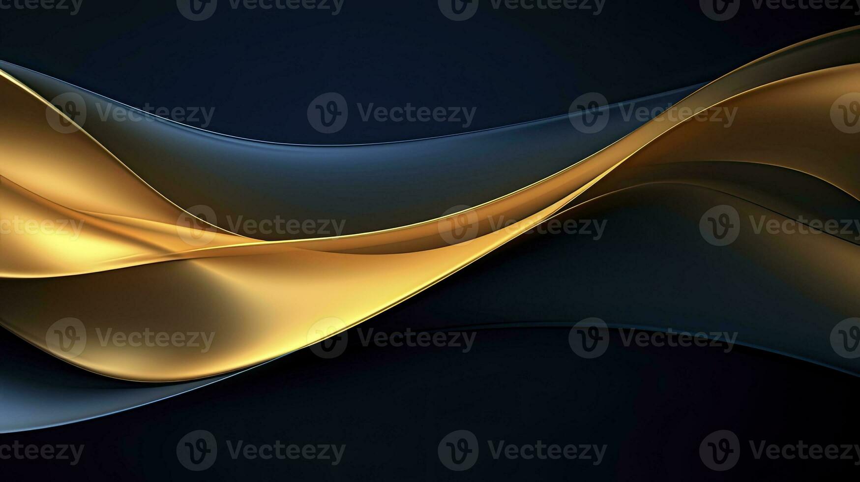 AI generated Gold and navy blue waves abstract. AI Generated. photo