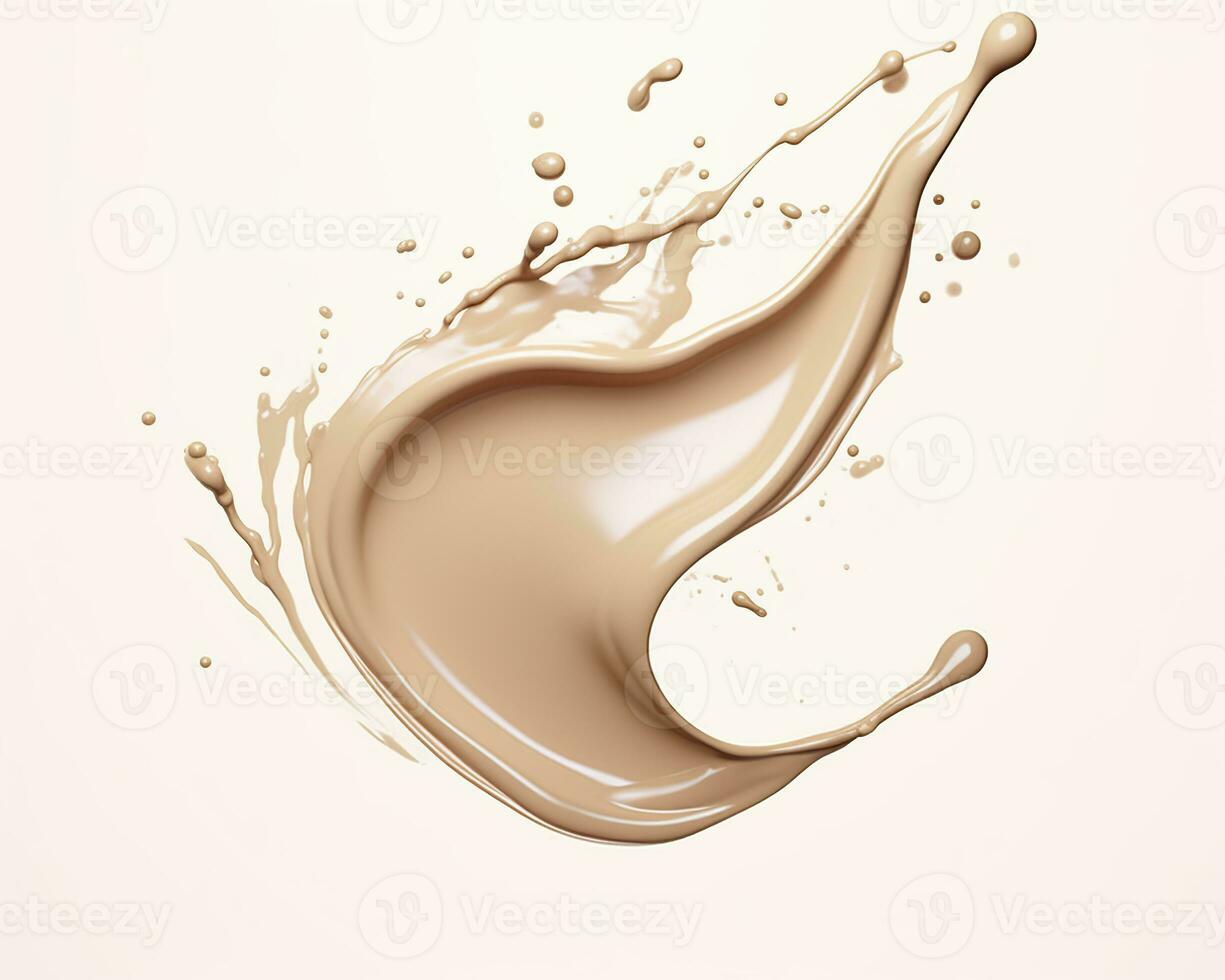 AI generated Liquid foundation splash element, fluid cosmetic cream 3d rendering. AI Generated photo