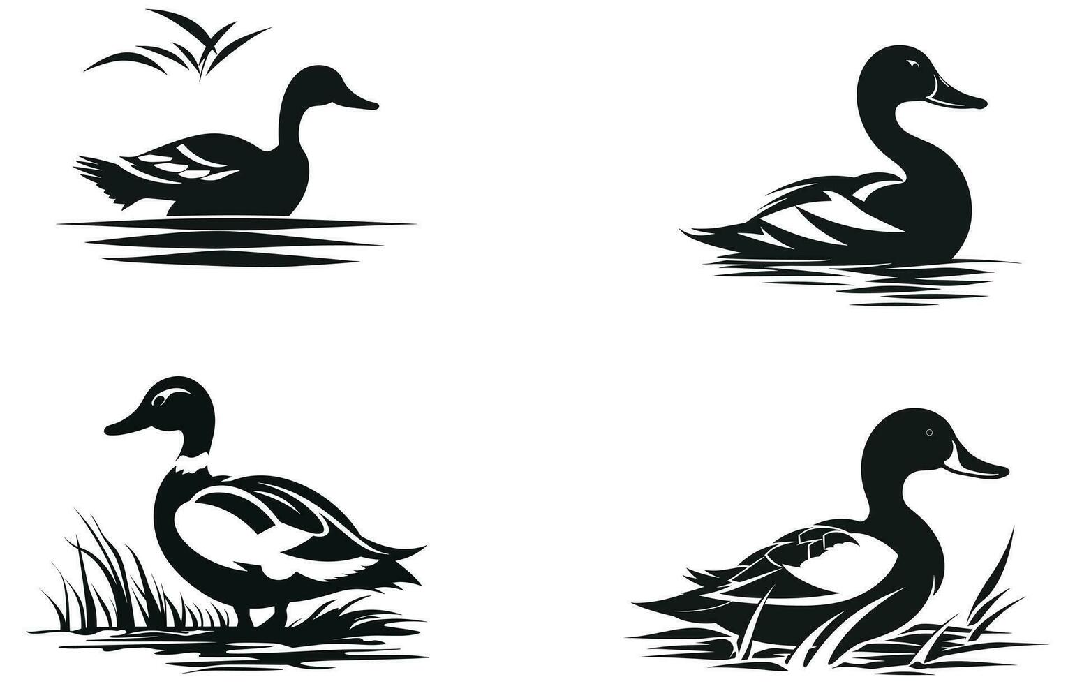 Canada goose silhouette design, flock of flying ducks silhouette vector