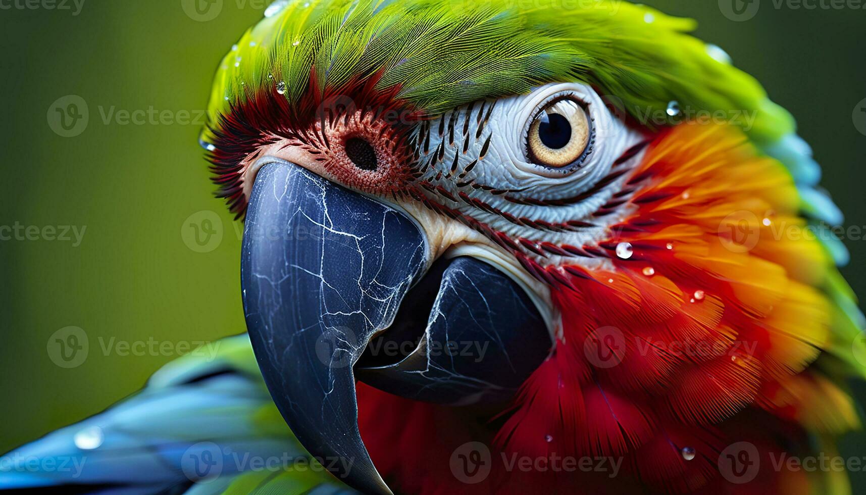 AI generated Tropical macaw perched, vibrant feathers in focus. Generative AI photo