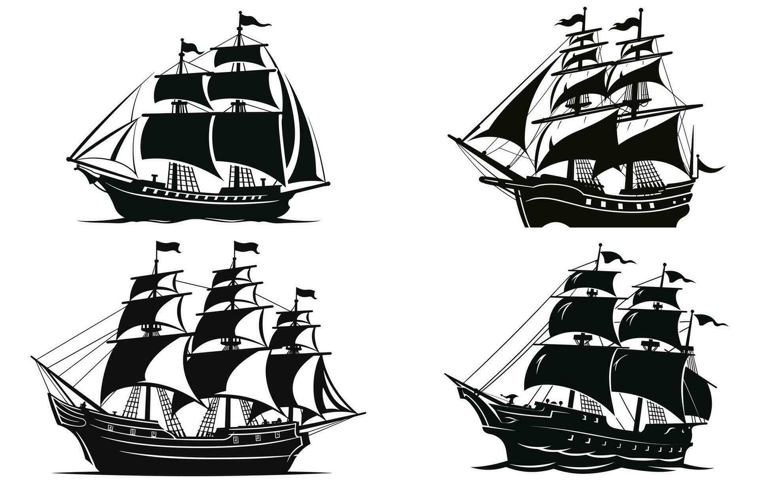 silueta de un pirata barco, velero o navegación Embarcacion logo Clásico vector ilustración