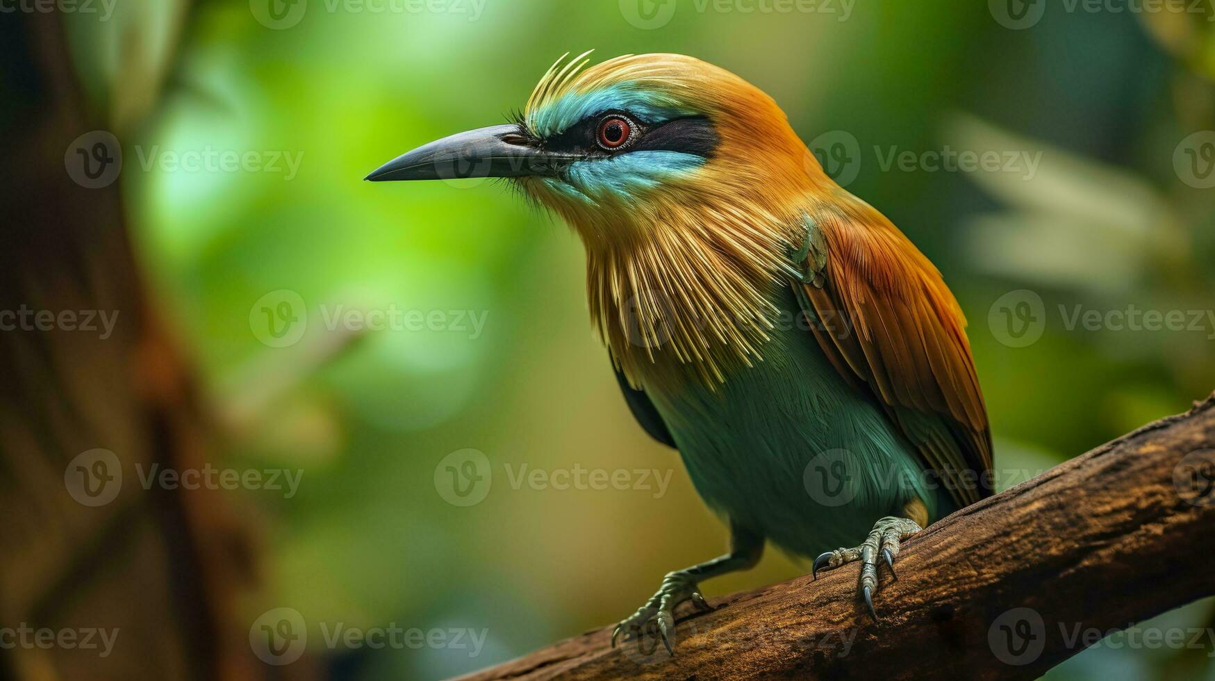 AI generated Turquoise Browed Motmot in vibrant colors. Generative AI photo