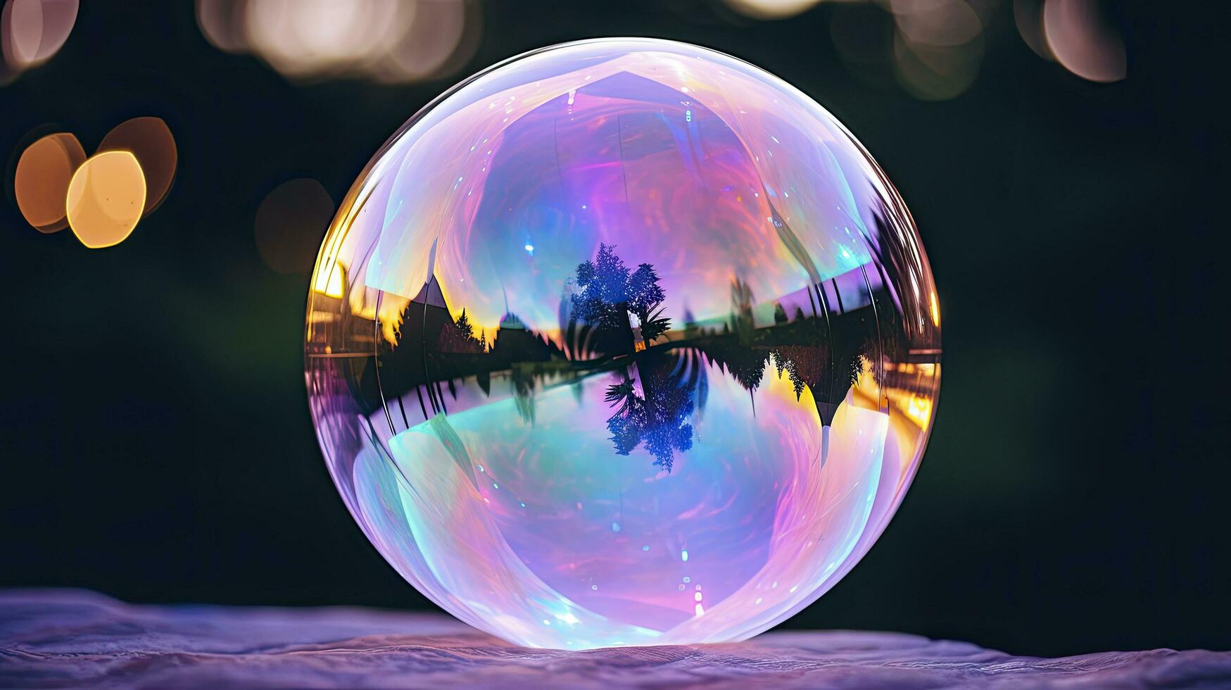 AI generated Bubble with beautiful bokeh background photo