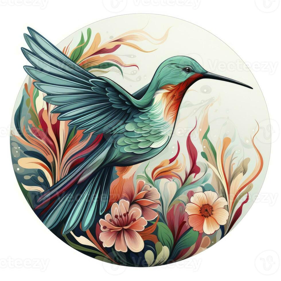 AI generated Hummingbird clipart on white background. AI Generated photo