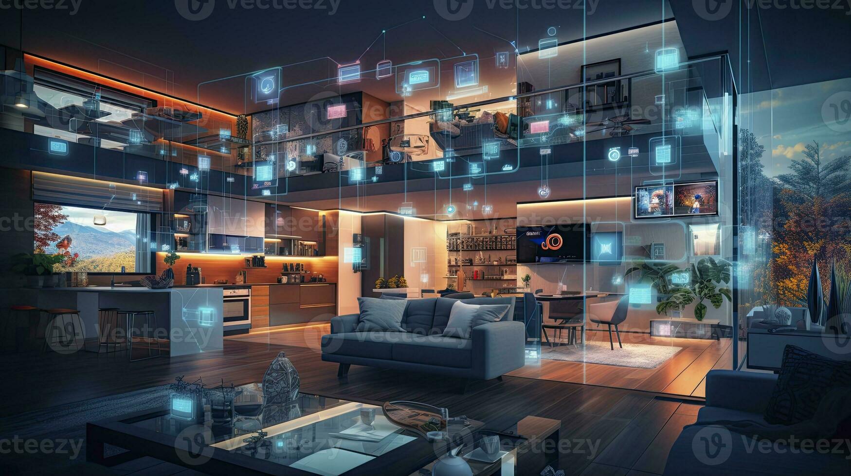 AI generated A Glimpse into the Connected Smart Home of Tomorrow. AI Generated photo