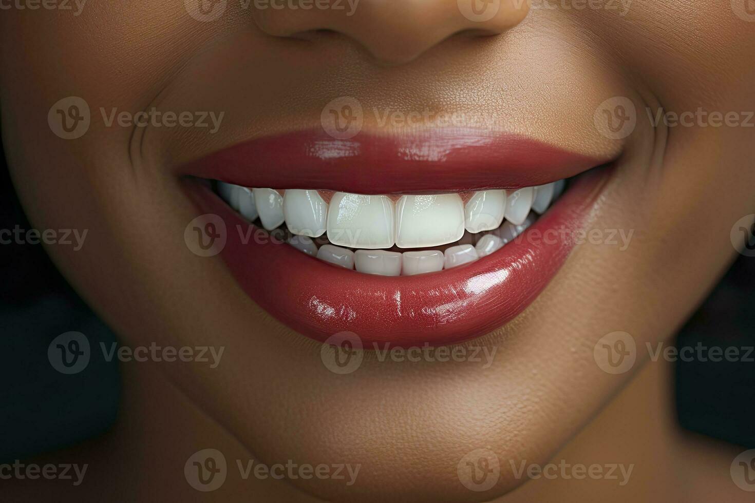 AI generated Close up of a smile with nice white teeth. AI Generated photo