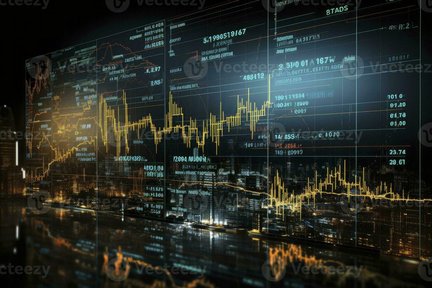 AI generated Digitally Generated Currency and Exchange Stock Chart for Finance and Economy Based Computer Software and Coding Display. AI Generated photo