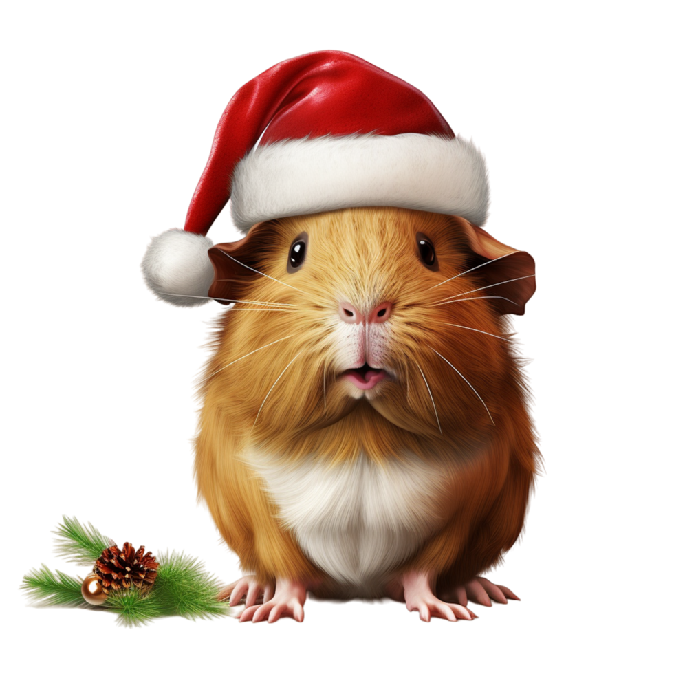 AI generated Cute Rabbit with Christmas Hat Isolated on the transparent Background png